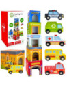 WOOPIE GREEN Układanka Kostki Miasto Pojazdy w Pudełkach + Figurki 10 el.