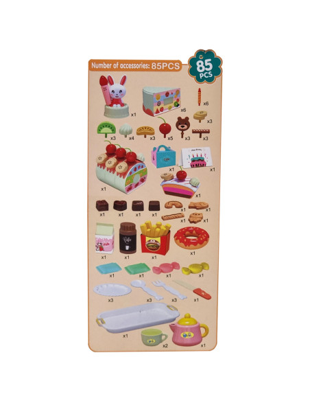 WOOPIE Cukiernia Tort Urodzinowy do Krojenia + Zestaw do Herbaty 85 el.