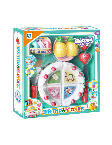 WOOPIE Tort Urodzinowy i Owoce do Krojenia ze Słodkościami