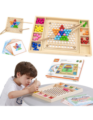 VIGA Drewniana Gra Kulki Złap i Dopasuj Układanka