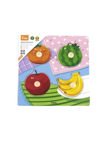 VIGA Drewniane Puzzle z Pinezkami Farma 12m+