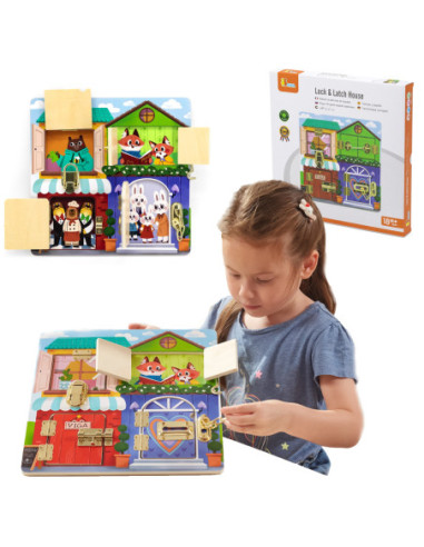Viga Drewniana Tablica Manipulacyjna Zamek i Zatrzask Dom