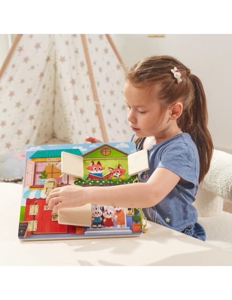 Viga Drewniana Tablica Manipulacyjna Zamek i Zatrzask Dom