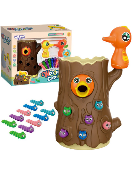 WOOPIE Magnetyczna Gra Zręcznościowa Złap Robaczka 2 Dzięcioły + 10 Robaczków