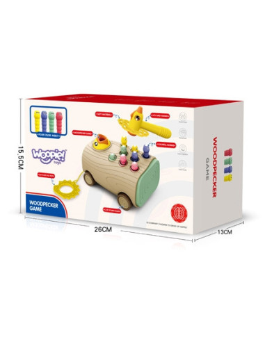 WOOPIE Gra Zręcznościowa Dzięcioł Wbijak Robaków 3w1 Wózek Ciągacz dla Niemowląt