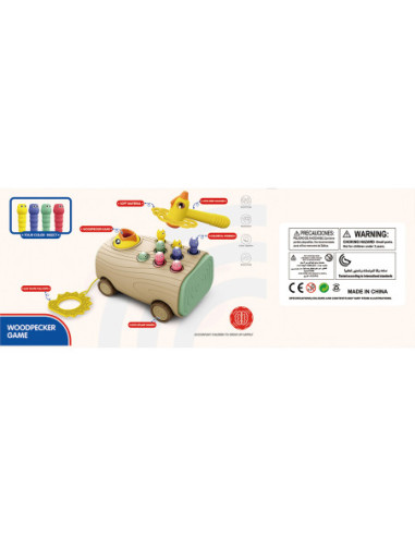 WOOPIE Gra Zręcznościowa Dzięcioł Wbijak Robaków 3w1 Wózek Ciągacz dla Niemowląt
