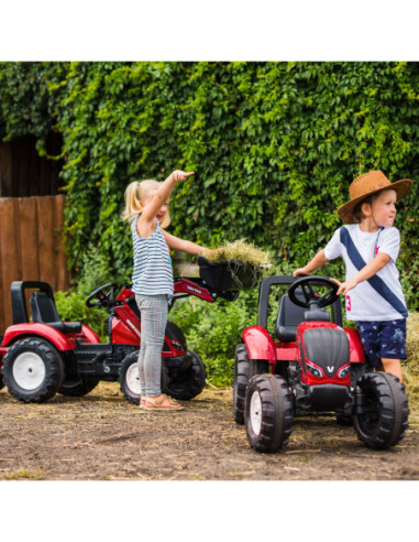 FALK Traktor Valtra Bordowy na Pedały z Przyczepką i Łyżką od 3 Lat