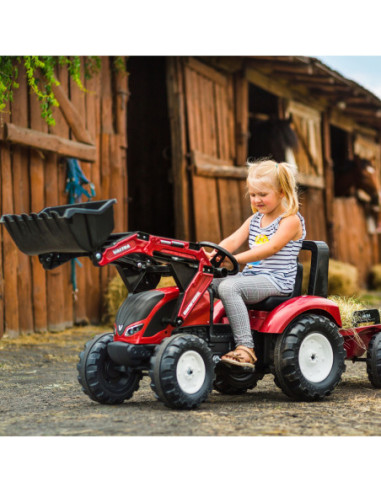FALK Traktor Valtra Bordowy na Pedały z Przyczepką i Łyżką od 3 Lat
