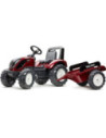 FALK Traktorek Czerwony Valtra S4 na Pedały z Przyczepką od 3 Lat