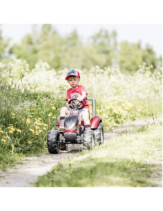 FALK Traktorek Czerwony Valtra S4 na Pedały z Przyczepką od 3 Lat 2