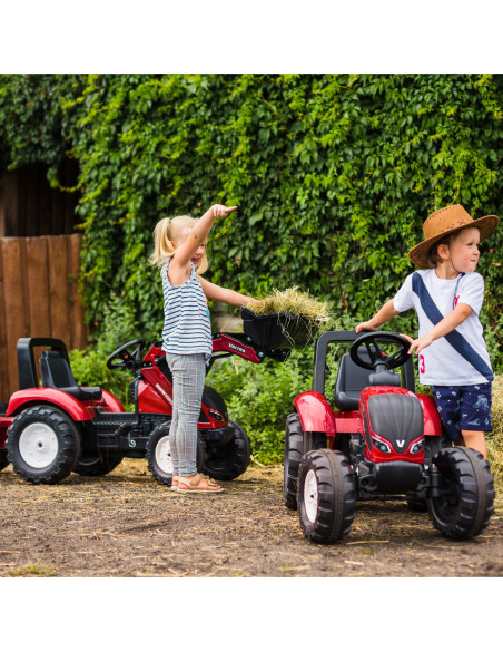 FALK Traktorek Czerwony Valtra S4 na Pedały z Przyczepką od 3 Lat