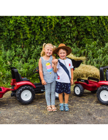 FALK Traktorek Czerwony Valtra S4 na Pedały z Przyczepką od 3 Lat