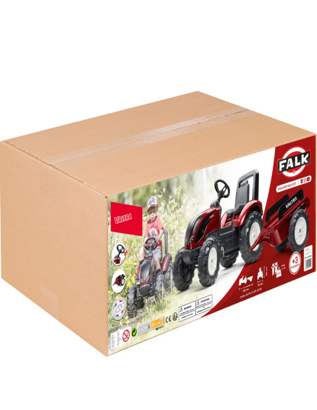 FALK Traktorek Czerwony Valtra S4 na Pedały z Przyczepką od 3 Lat