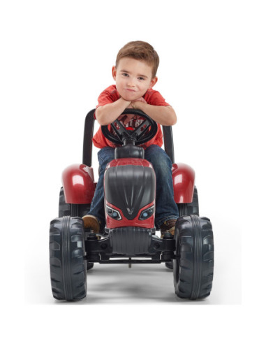 FALK Traktorek Czerwony Valtra S4 na Pedały z Przyczepką od 3 Lat