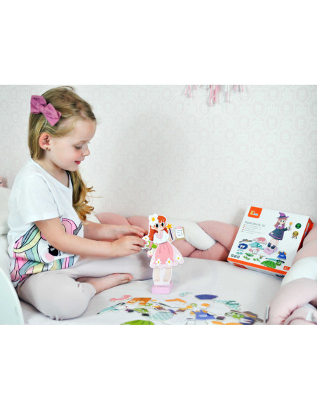 Viga Drewniana Układanka Magnetyczna Ubieranka Edukacyjna