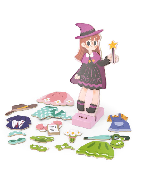 Viga Drewniana Układanka Magnetyczna Ubieranka Edukacyjna