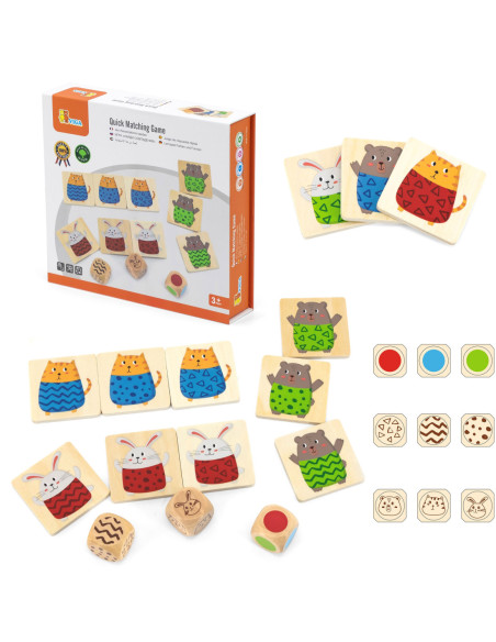 VIGA Drewniana Układanka Gra w  Szybkie Dopasowanie 27 el.