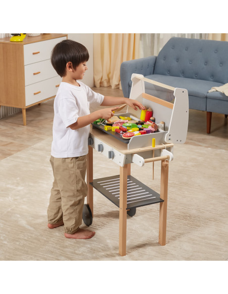 VIGA Duży Drewniany Grill dla Dzieci + 47  Akcesoriów