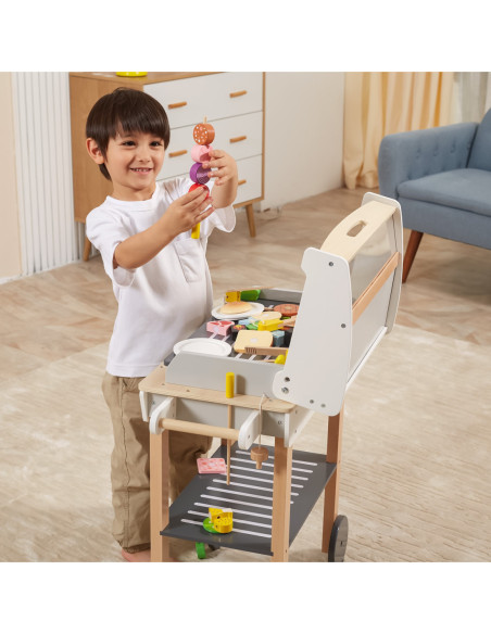 VIGA Duży Drewniany Grill dla Dzieci + 47  Akcesoriów