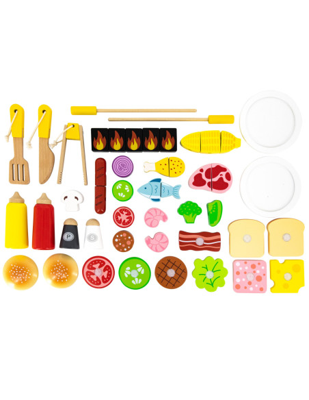 VIGA Duży Drewniany Grill dla Dzieci + 47  Akcesoriów