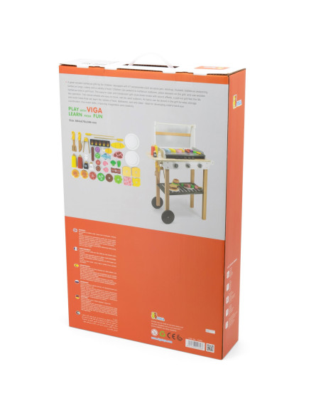 VIGA Duży Drewniany Grill dla Dzieci + 47  Akcesoriów