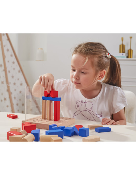Viga Drewniana Gra Budowanie Klocki 3D Montessori