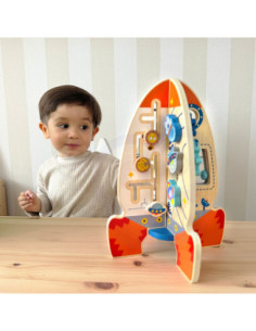 Medinė edukacinė raketa Tooky Toy – Kosminis pramogų centras 3 m. 2