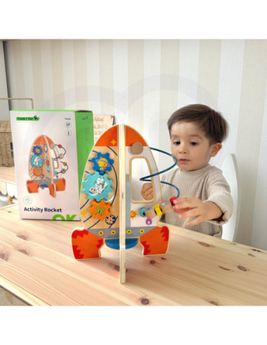 Tooy Toy Duża Drewniana Zabawka Edukacyjna Wielofunkcyjna Rakieta