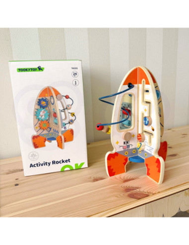 Tooy Toy Duża Drewniana Zabawka Edukacyjna Wielofunkcyjna Rakieta