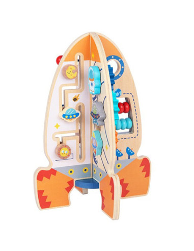 Tooy Toy Duża Drewniana Zabawka Edukacyjna Wielofunkcyjna Rakieta