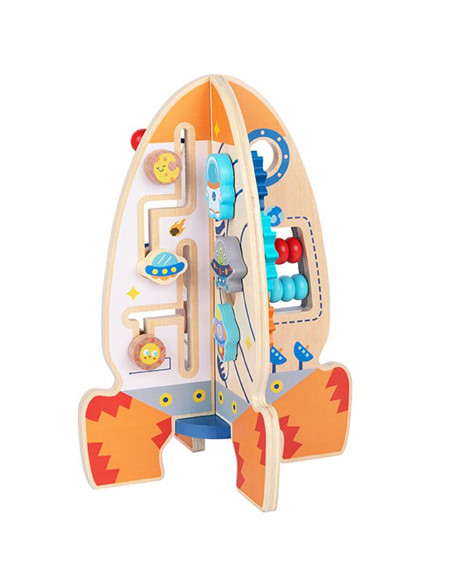 Tooy Toy Duża Drewniana Zabawka Edukacyjna Wielofunkcyjna Rakieta