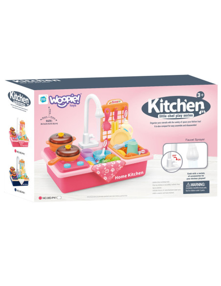 WOOPIE Zlewozmywak 2w1 Kuchnia dla Dzieci Różowa