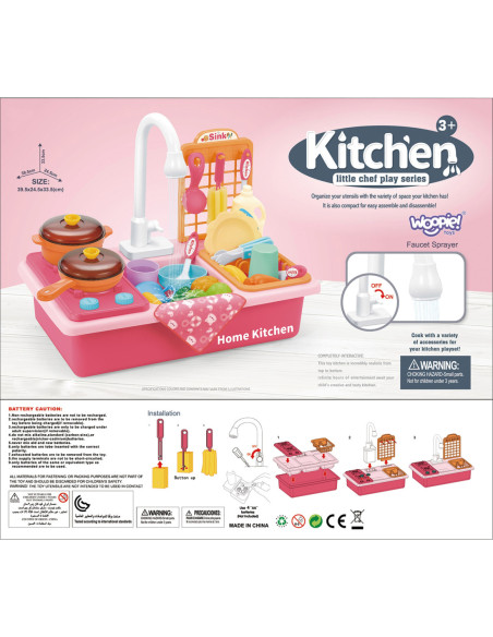 WOOPIE Zlewozmywak 2w1 Kuchnia dla Dzieci Różowa