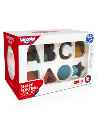 WOOPIE Elastyczna Kostka Sensoryczna Sorter dla Dzieci Kolorowe Kształty Alfabet 15 el.
