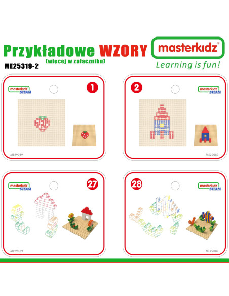 MASTERKIDZ Drewniany Stół Edukacyjny + AKCESORIA STEM WALL + 135 Klocków
