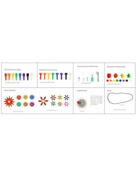 MASTERKIDZ Drewniany Stół Edukacyjny + AKCESORIA STEM WALL + 135 Klocków