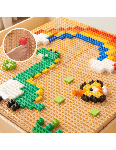 MASTERKIDZ Drewniany Stół Edukacyjny + AKCESORIA STEM WALL + 563 Klocków