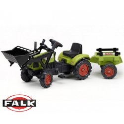 FALK Traktor CLAAS ARION zielony z przyczepą na pedały + łyżka