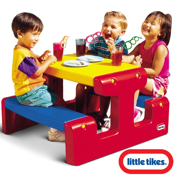 LITTLE TIKES Stół Stolik Piknikowy Czerwono Żółto Niebieski