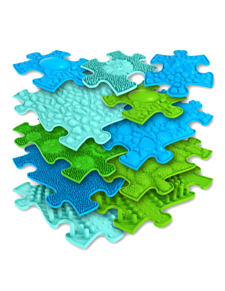 WOOPIE Mata Sensoryczna Ortopedyczna Puzzle 11 el. - Kolor Niebieski/Zielony