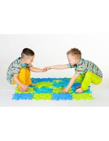 WOOPIE Mata Sensoryczna Ortopedyczna Puzzle 11 el. - Kolor Niebieski/Zielony