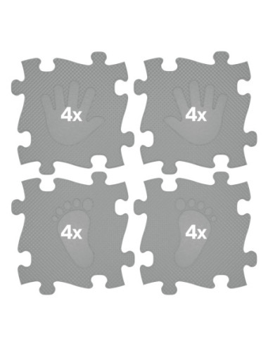 WOOPIE Mata Sensoryczna Ortopedyczna Puzzle Ręce i Nogi 16 el. - Kolor Szary