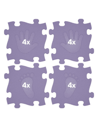 WOOPIE Mata Sensoryczna Ortopedyczna Puzzle Ręce i Nogi 16 el. - Kolor Fioletowy