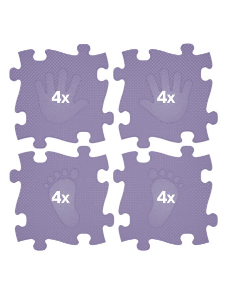 WOOPIE Mata Sensoryczna Ortopedyczna Puzzle Ręce i Nogi 16 el. - Kolor Fioletowy