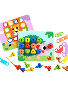 TOOKY TOY Wielofunkcyjna Tablica Zestaw Kolorowych Śrubek Nauka Kształtów 2