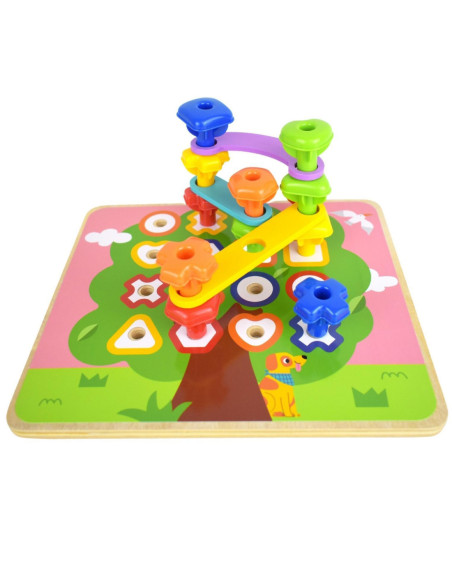 TOOKY TOY Wielofunkcyjna Tablica Zestaw Kolorowych Śrubek Nauka Kształtów