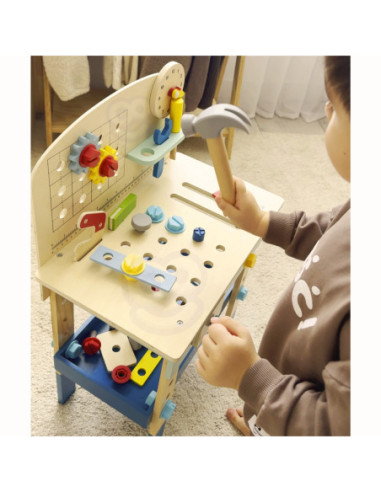 TOOKY TOY Drewniany Stół Do Majsterkowania Warsztat