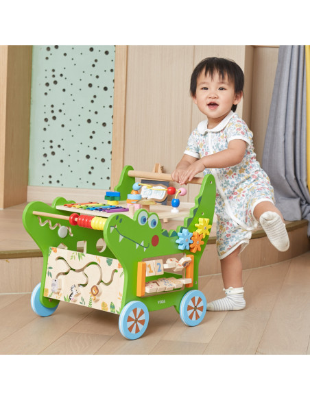 VIGA Chodzik Drewniany Pchacz Krokodylek Aktywności Edukacyjny 12w1