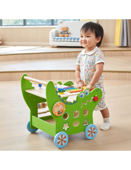 VIGA Chodzik Drewniany Pchacz Krokodylek Aktywności Edukacyjny 12w1