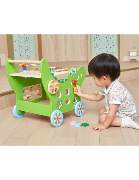 VIGA Chodzik Drewniany Pchacz Krokodylek Aktywności Edukacyjny 12w1